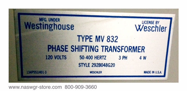 MV-832 ~ Westinghouse MV-832 Phase Shifting Transformer
