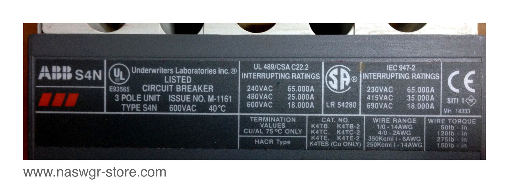ABB Sace S4N250BW Molded Case Circuit Breaker - 250 Amp