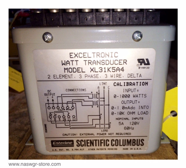 XL31K5A4 ~ Scientific Columbus Exceltronic XL31K5A4 Watt Transducer