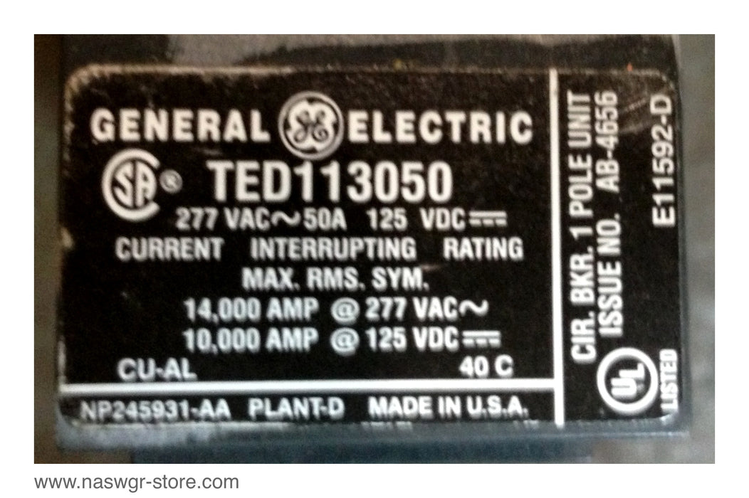 General Electric TED113050 Molded Case Circuit Breaker - 50 Amp