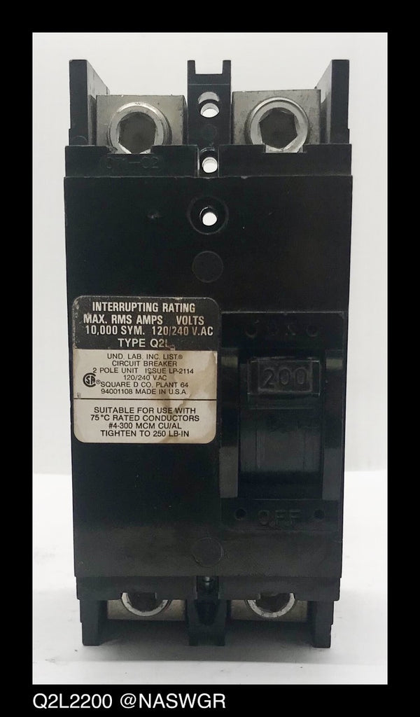 Square D Q2L2200 Molded Case Circuit Breaker ~ 200 Amp