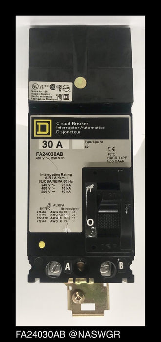 Square D FA24030AB Molded Case Circuit Breaker ~ 30 Amp