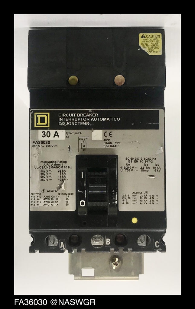 Square D FA36030 Molded Case Circuit Breaker ~ 30 Amp