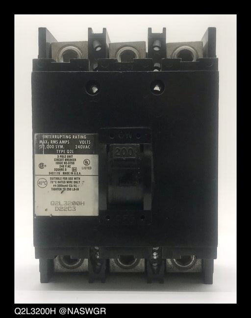 Square D Q2L3200H Molded Case Circuit Breaker ~ 200 Amp