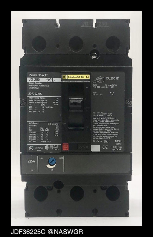 Square D JDF36225C Molded Case Circuit Breakers ~ 225 Amp