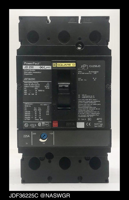 Square D JDF36225C Molded Case Circuit Breakers ~ 225 Amp