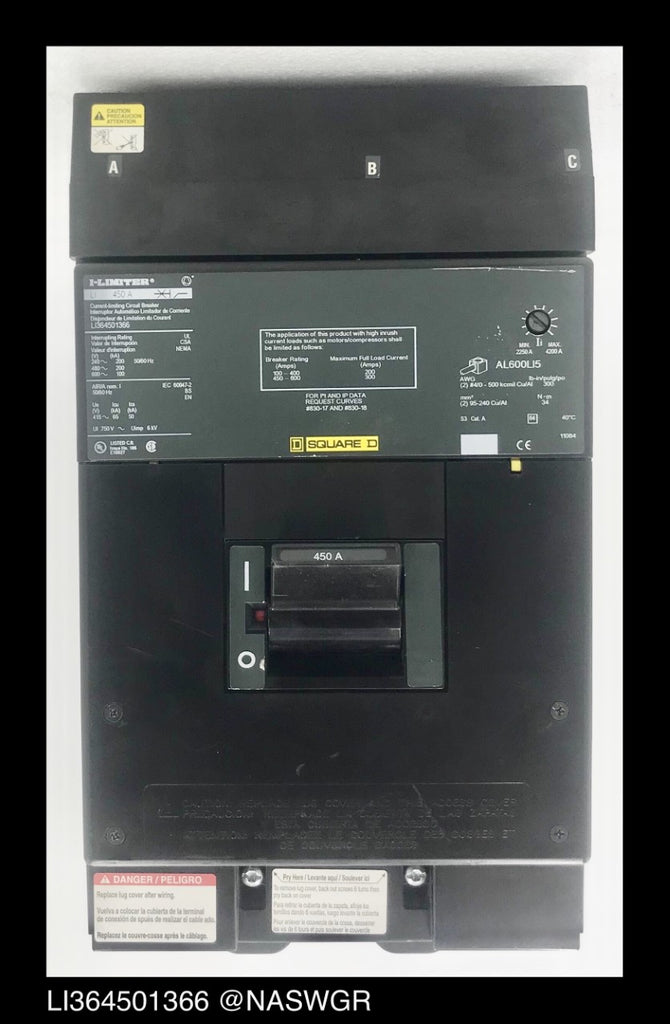 Square D LI364501366 Molded Case Circuit Breaker ~ 450 Amp