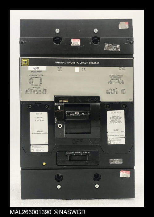 Square D MAL266001390 Molded Case Circuit Breaker  ~ 600 Amp