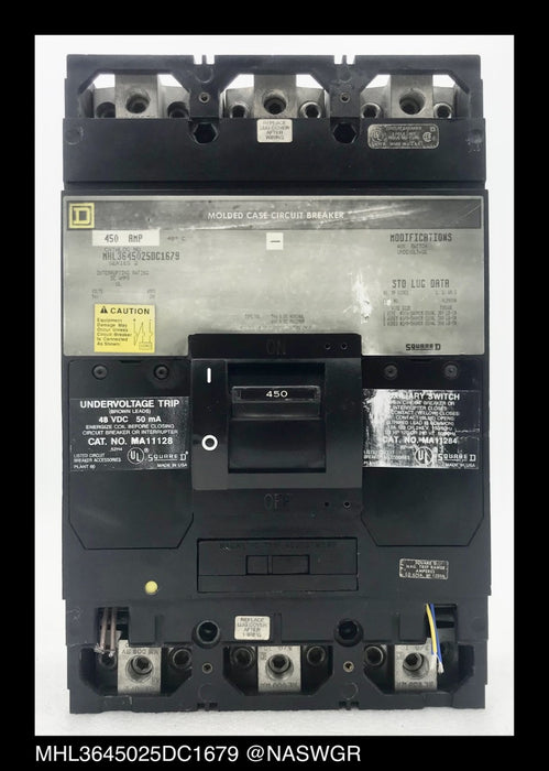 Square D MHL3645025DC1679 Molded Case Circuit Breaker ~ 450 Amp