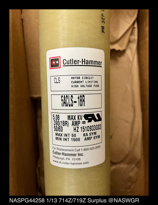 Cutler Hammer 5ACLS-18R Current Limiting High Voltage Fuse - 390(18R) Amp, 5.08kV - Unused