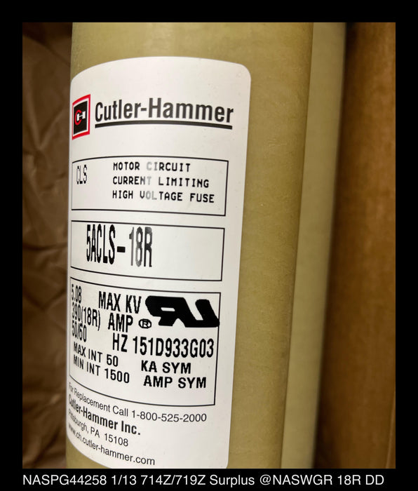 Cutler Hammer 5ACLS-18R Current Limiting High Voltage Fuse - 390(18R) Amp, 5.08kV - Unused