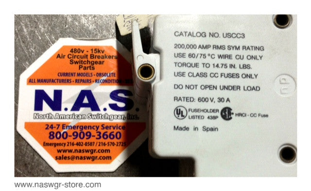 USCC3 , Gould USCC3 Ultrasafe fuse holders , 30 Amp , 600V , PN: USCC3